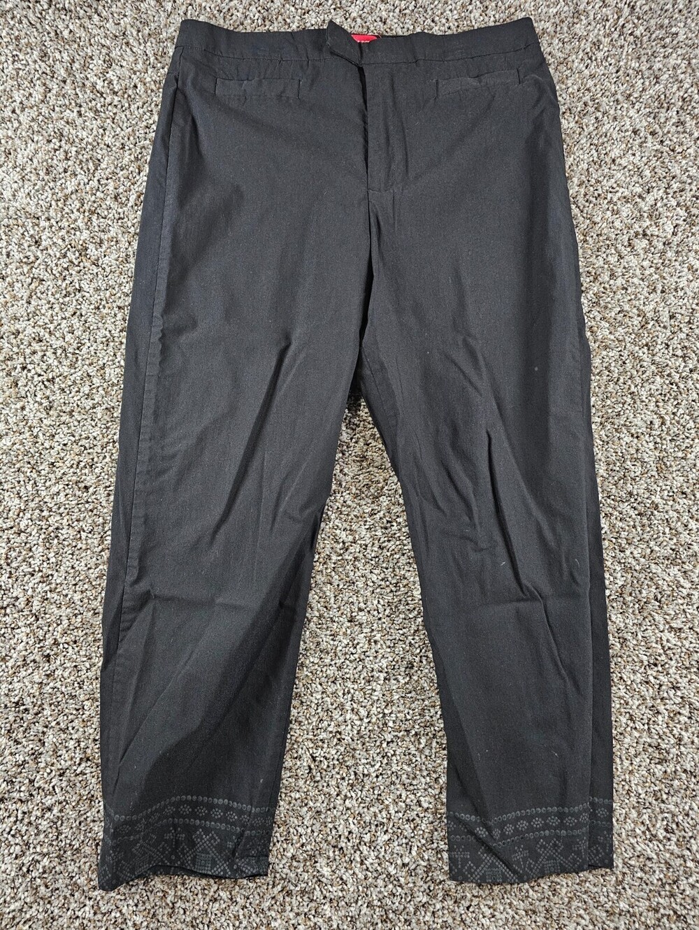 Gloria Vanderbilt Womens Sz 14 Black Dress Pants Detailed Hem Tapered Leg - Picture 1 of 4